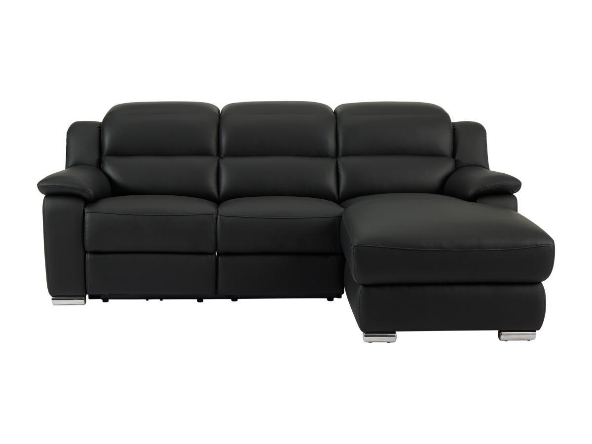 Vente-unique Eckrelaxsofa elektrisch - Ecke rechts - Leder - Schwarz - ARENA III  