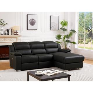 Vente-unique Eckrelaxsofa elektrisch - Ecke rechts - Leder - Schwarz - ARENA III  