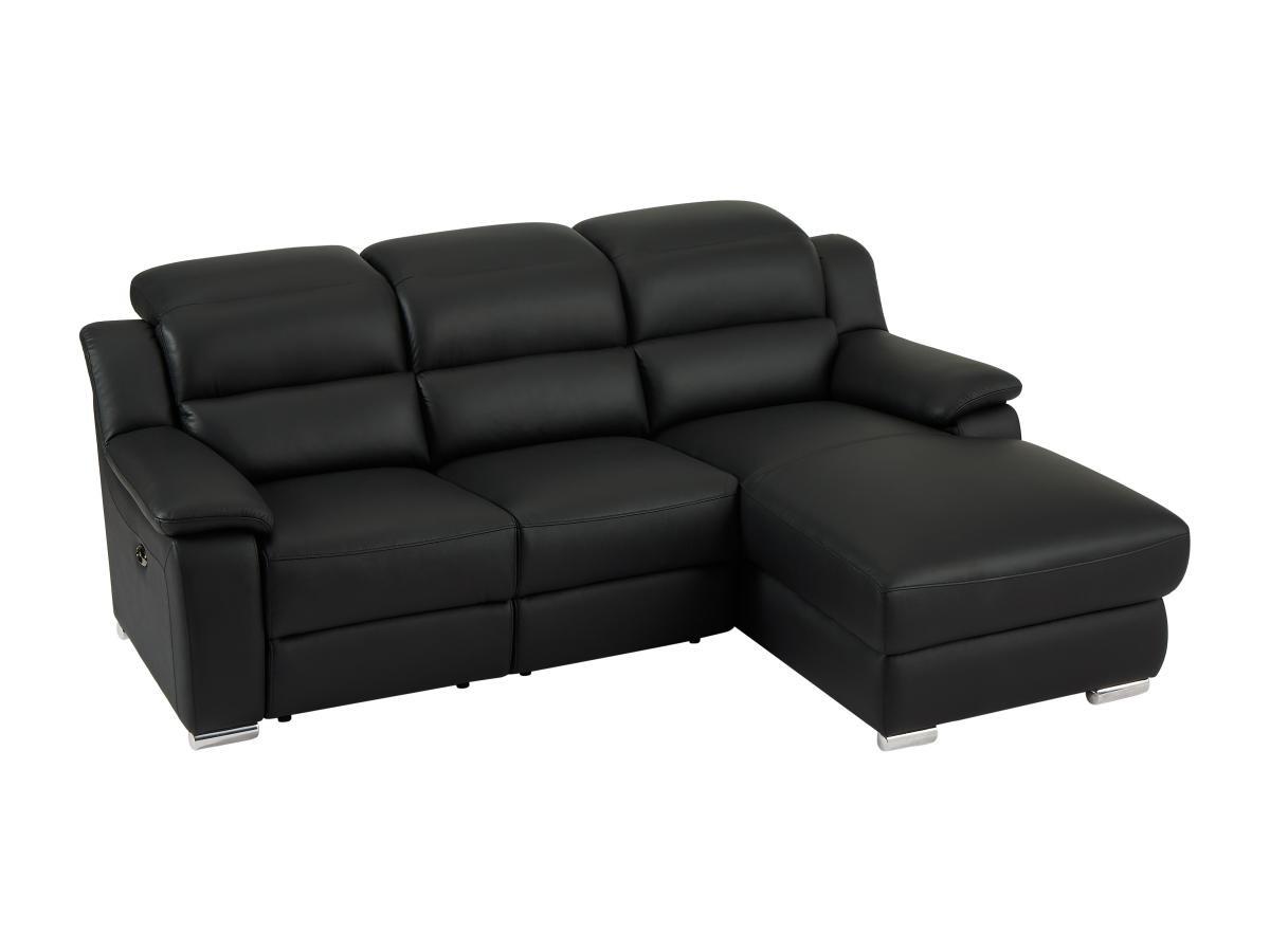 Vente-unique Eckrelaxsofa elektrisch - Ecke rechts - Leder - Schwarz - ARENA III  