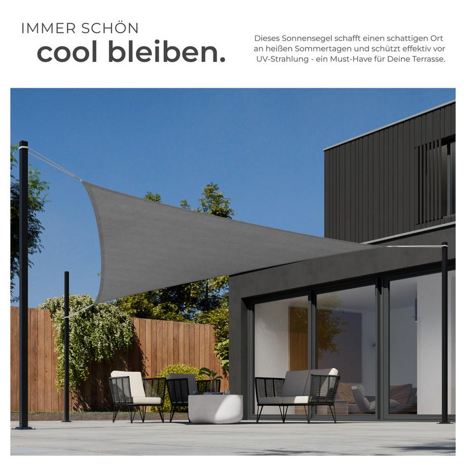 Tectake Sonnensegel  dreieckig mit UV-Schutz 50+ für Balkon, Garten und Terrasse  
