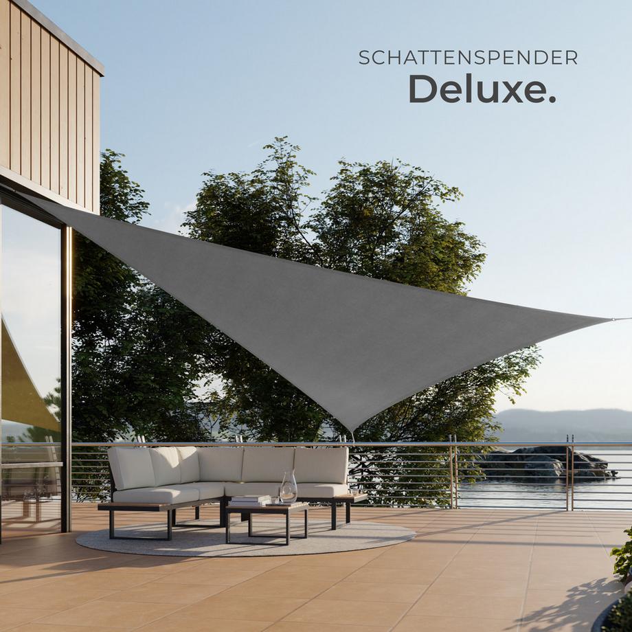 Tectake Sonnensegel  dreieckig mit UV-Schutz 50+ für Balkon, Garten und Terrasse  