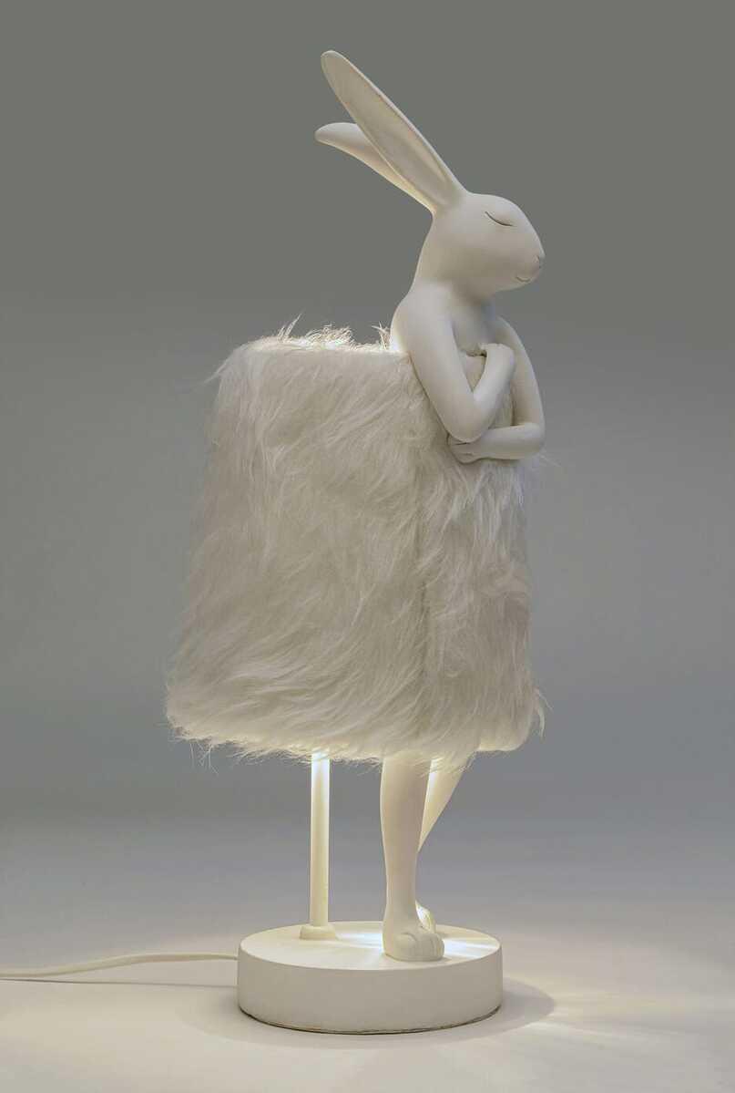 KARE Design Tischleuchte Animal Rabbit Fur weiss silber 50  