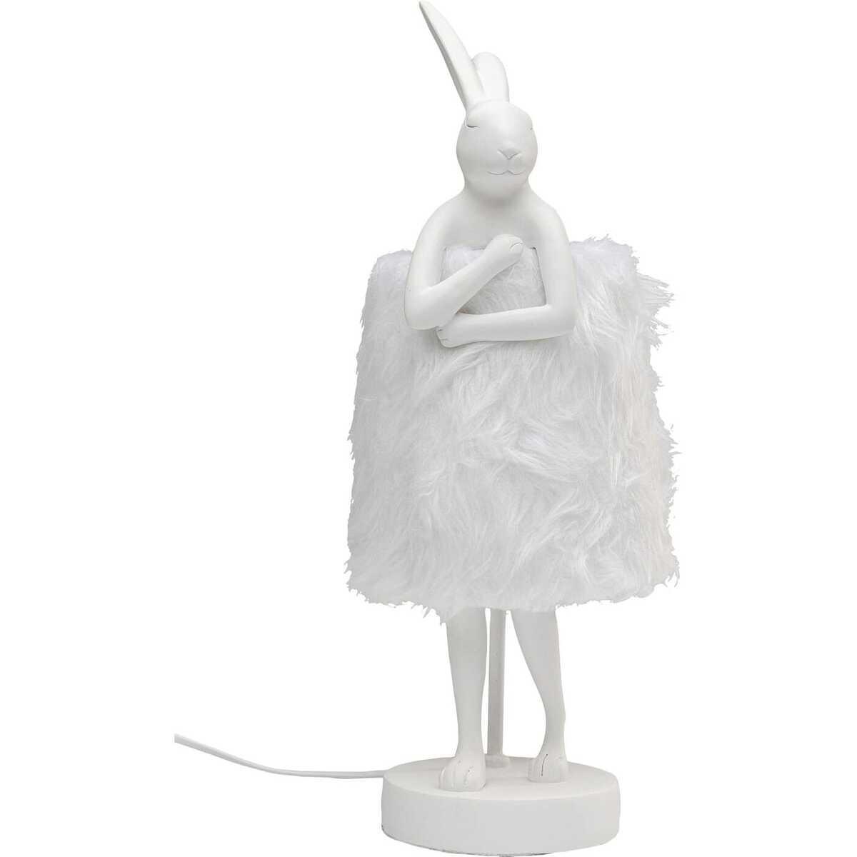 KARE Design Tischleuchte Animal Rabbit Fur weiss silber 50  