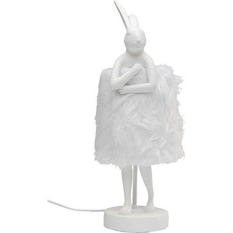 KARE Design Tischleuchte Animal Rabbit Fur weiss silber 50  