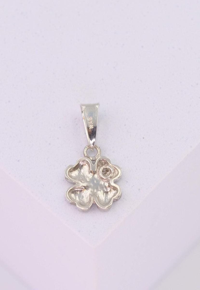 MUAU Schmuck  Pendentif diamant trèfle or blanc 750 brillant 0.01.00ct. 15x8mm 