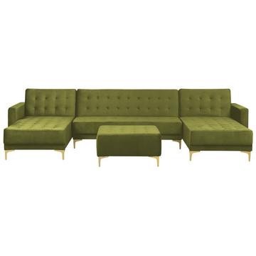 U-förmiges Sofa mit Ottomane aus Samtstoff Retro ABERDEEN