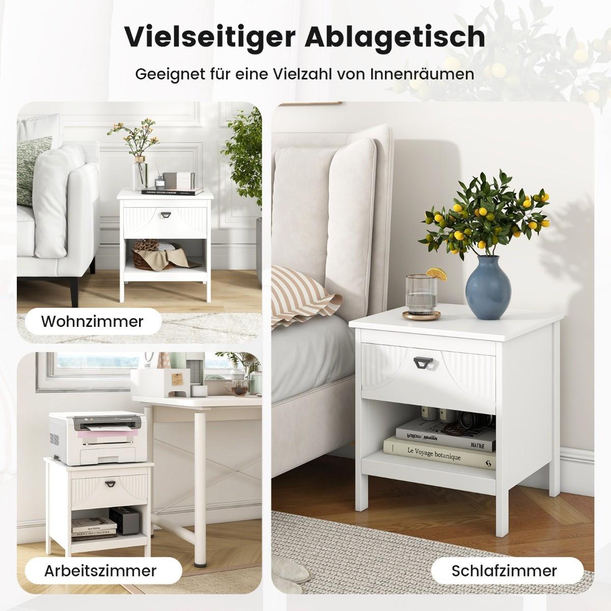 Northio Table de chevet à 2 niveaux avec tiroir et étagère ouverte, table d'appoint, table de chevet en bois, table de canapé  