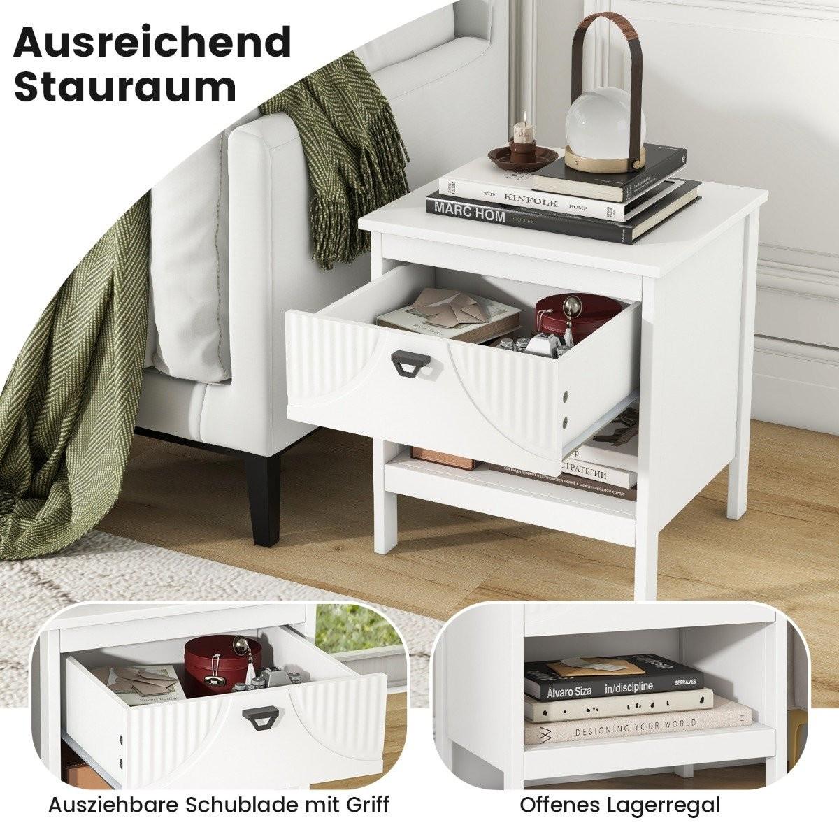 Northio Table de chevet à 2 niveaux avec tiroir et étagère ouverte, table d'appoint, table de chevet en bois, table de canapé  