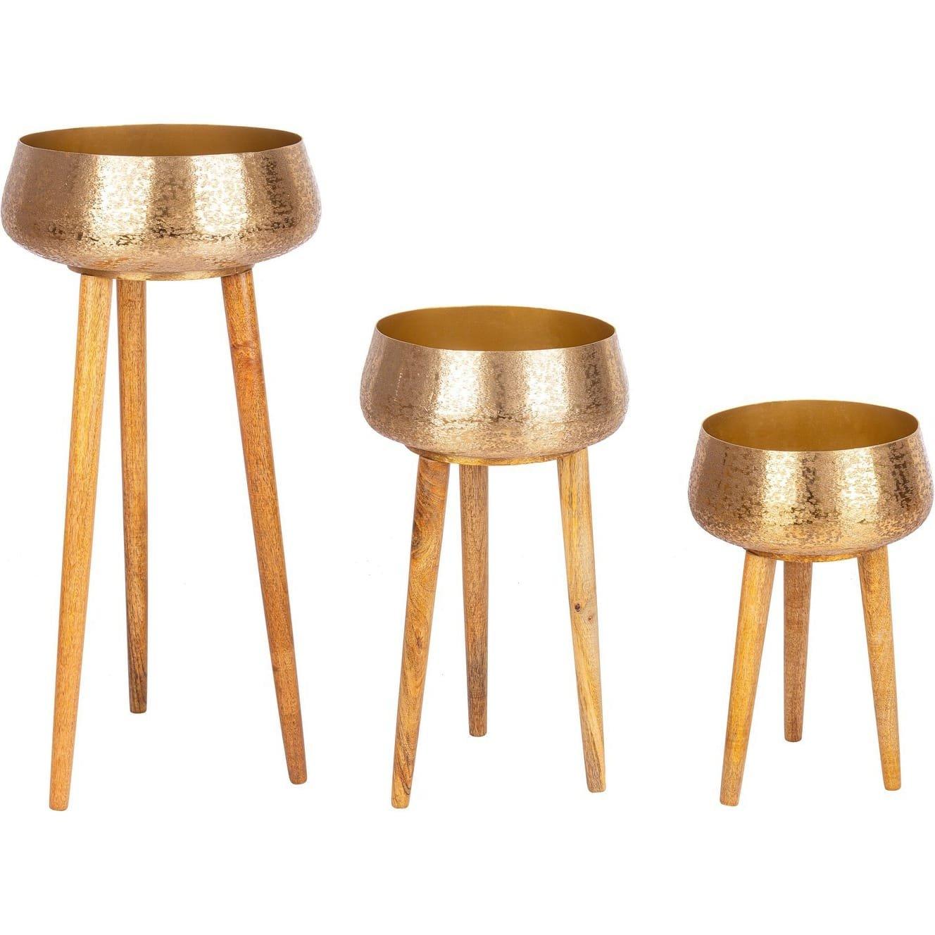 Image of Pflanzentopf Varanasi gold rund (3er-Set) Pflanzentopf Varanasi gold rund (3er-Set)