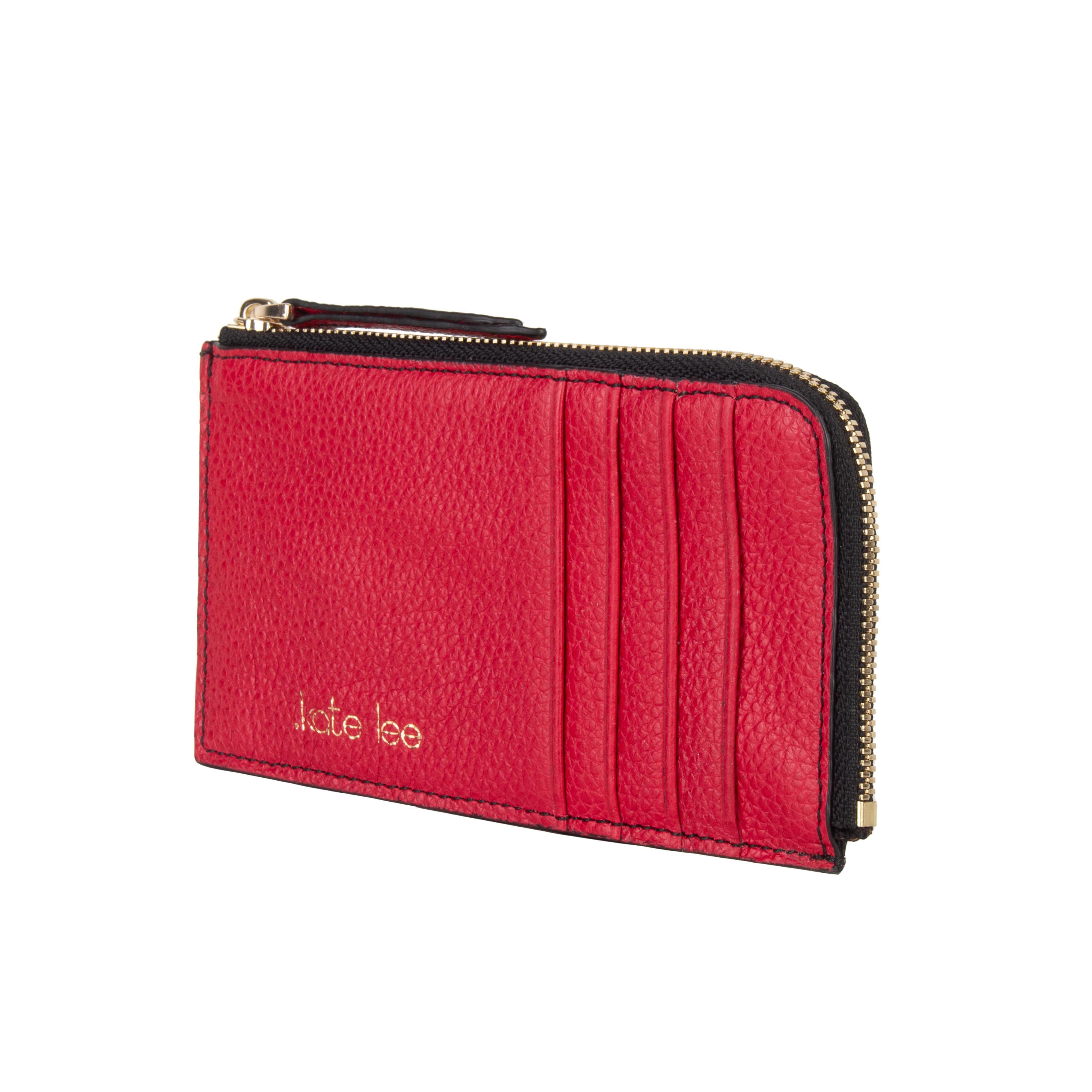 Kate Lee  Porte-cartes avec porte-monnaie zippé en cuir Aloisa rouge 