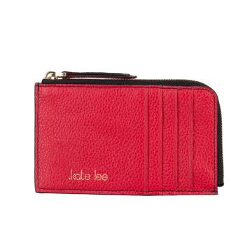 Porte-cartes avec porte-monnaie zippé en cuir Aloisa rouge