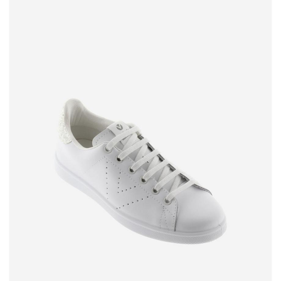 Victoria Sneakers in Pelle Tennis con Tacco Glitterato  
