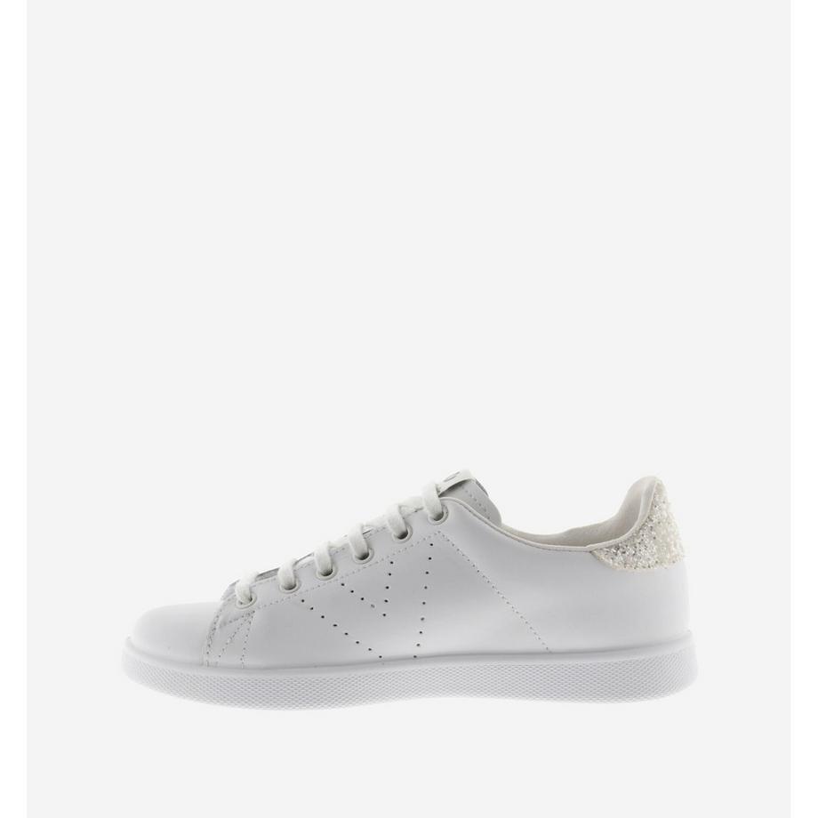 Victoria Sneakers in Pelle Tennis con Tacco Glitterato  