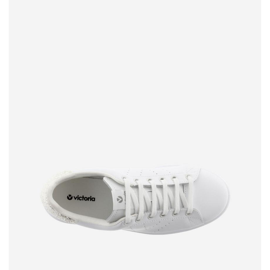 Victoria Sneakers in Pelle Tennis con Tacco Glitterato  