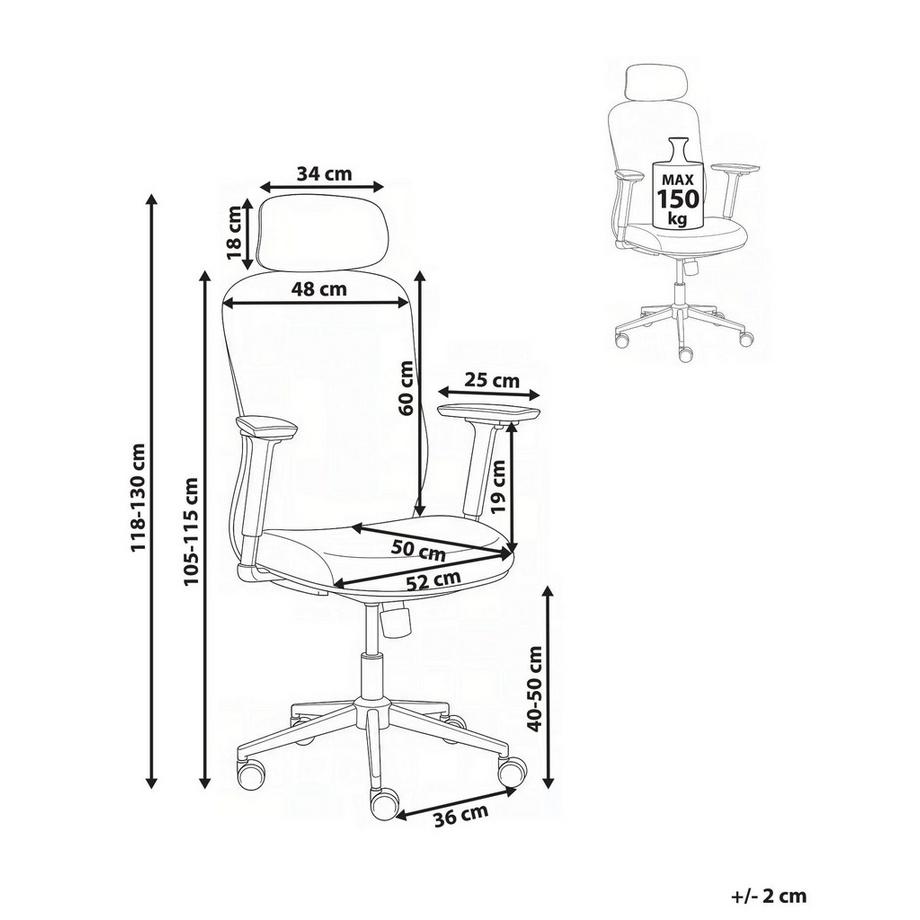Beliani Chaise de bureau en Tissu maillé Moderne ERVIONE  
