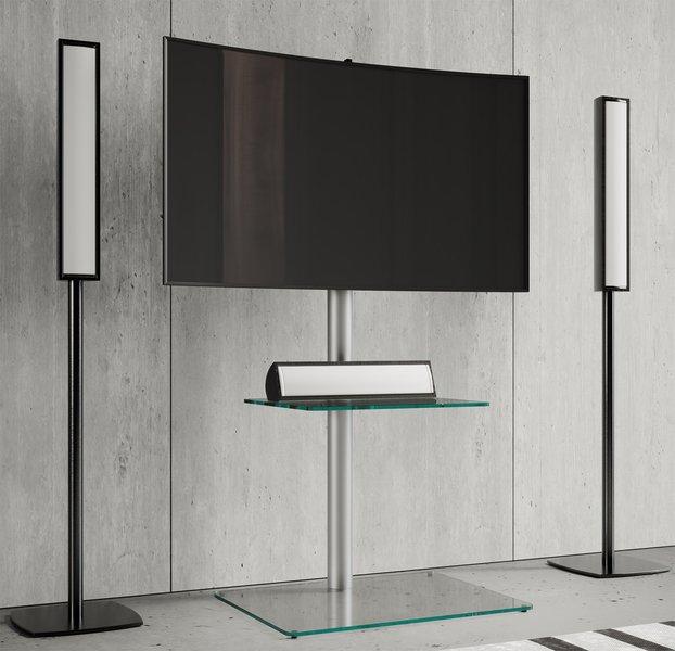 TV Ständer LCD LED Glas Standfuß Bs 55 Zoll Alu Säule Präsentaton TV Ständer Aus Glas