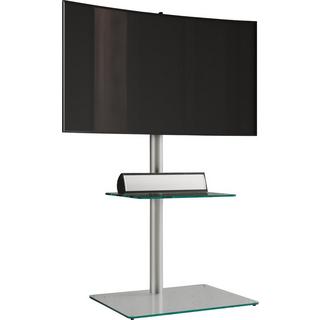 VCM TV Standfuß mit Zwischenboden | Alu Fernseh Ständer | ESG-Sicherheitsglas | Maße ca. H. 100 x B. 60 x T. 45 cm - Alani  