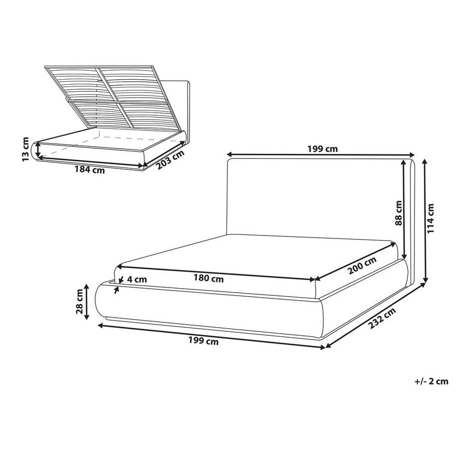 Beliani Lit ottoman en Tissu Moderne CAMPAGNE  
