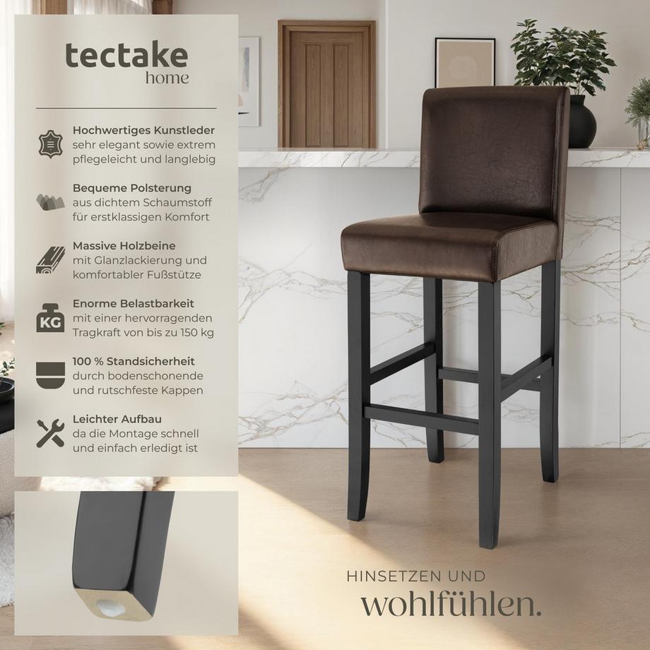 Tectake Tabouret de bar  rembourré avec dossier  