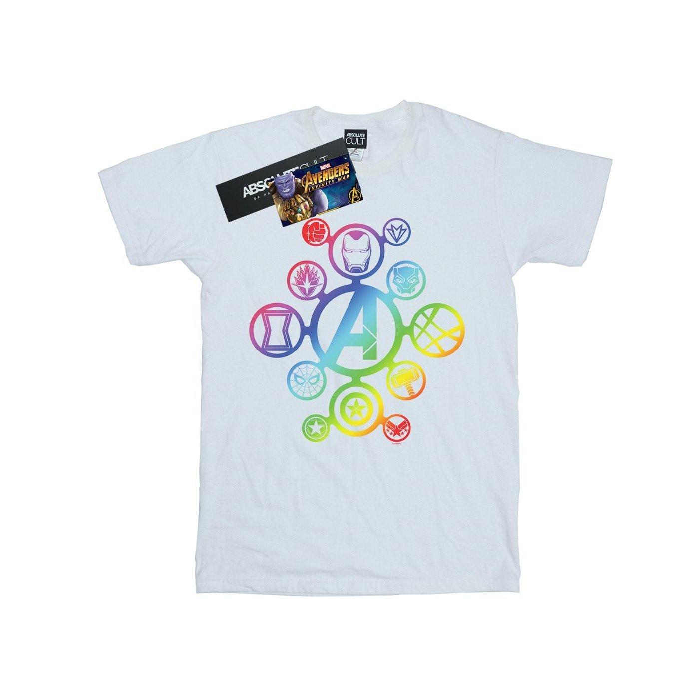 Image of Avengers Infinity War Rainbow Icons Tshirt Damen Weiss 3XL