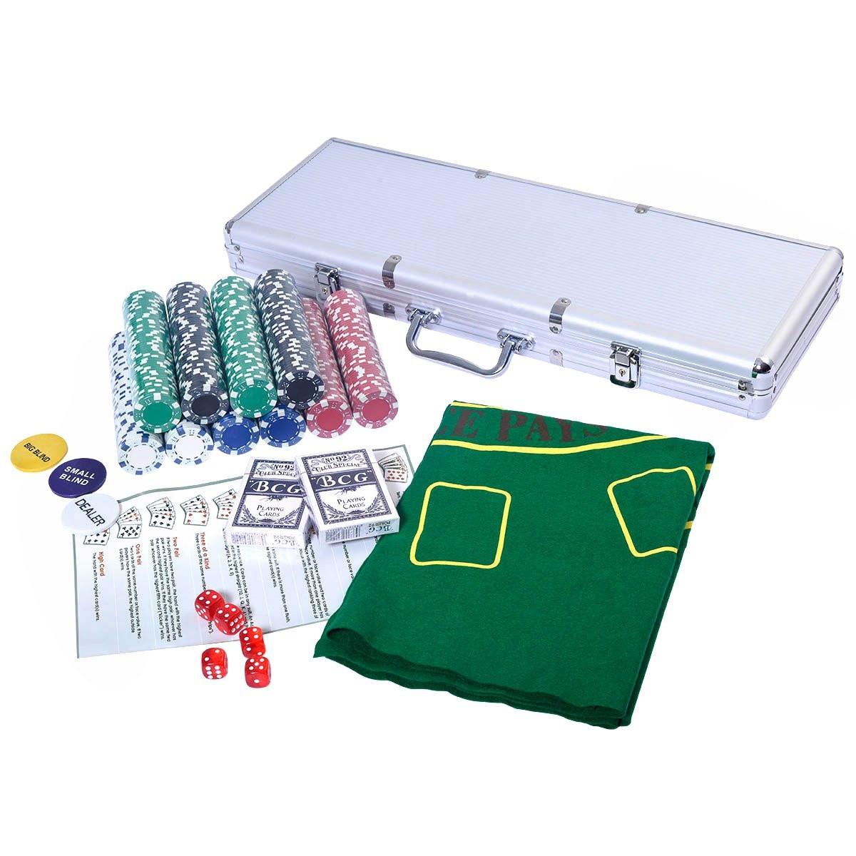 B2X  Pokerset Pokerkoffer 500 Laser-Chips Alukoffer Alu Pokerkoffer + Tuch + 2 Pokerdecks 