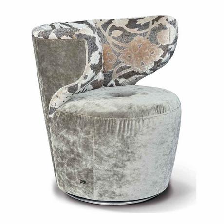 Bretz Möbel Bretz Fauteuil pivotant Croissant frappé arabesque-gris  