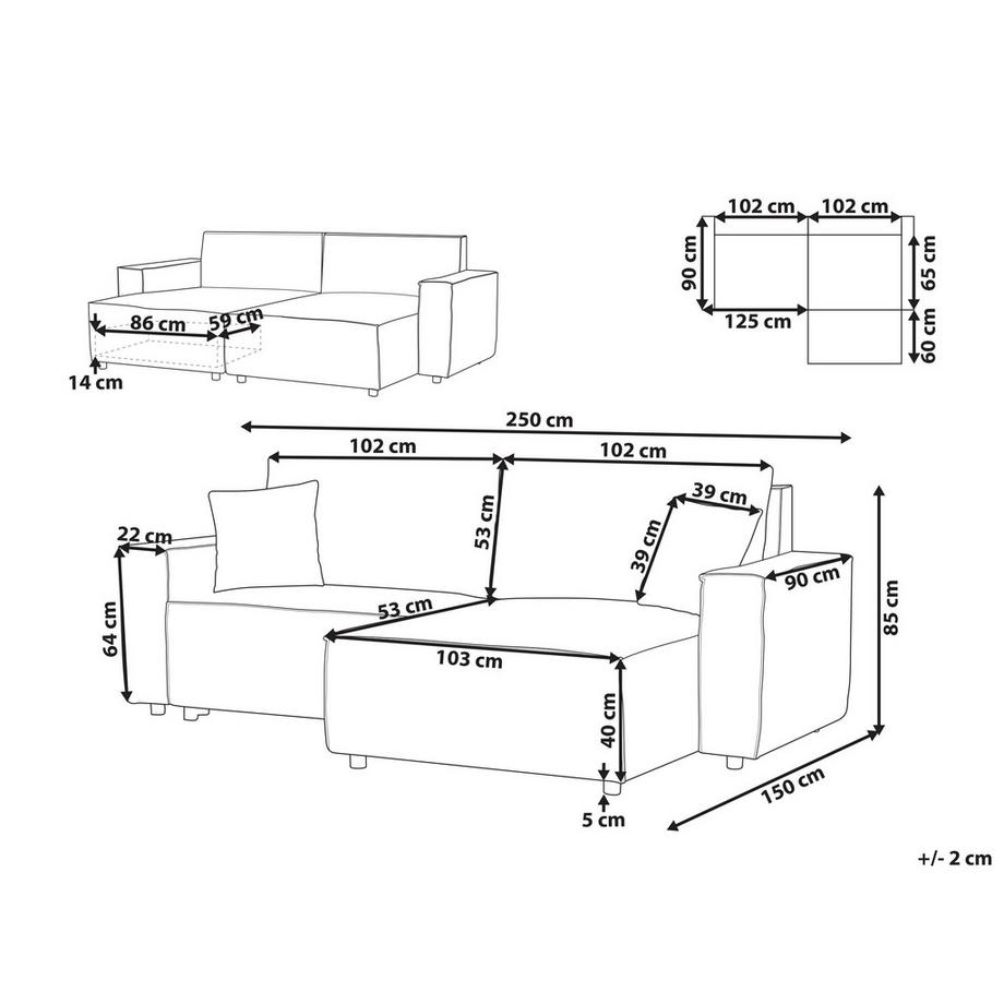 Beliani Ecksofa aus Stoff  KARILA  