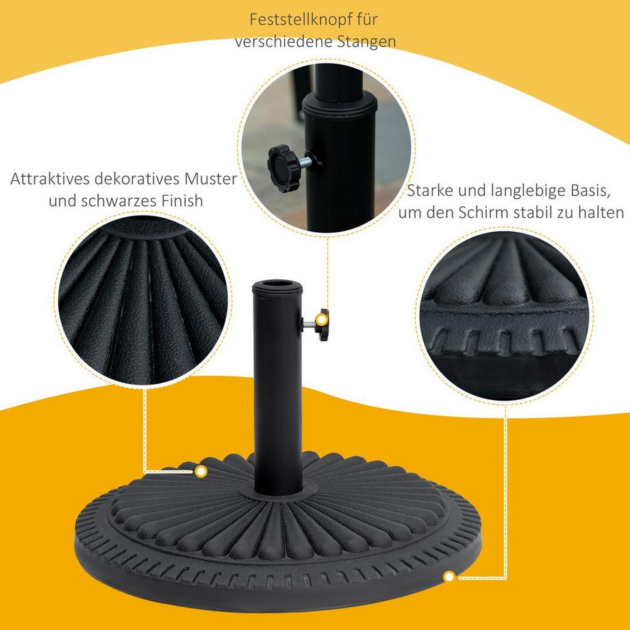 Northio Portaombrellone 14 Kg Portaombrellone Per Ombrellone Pali Rotondi Per Ombrellone 35-48 Mm Base Per Ombrellone Per Giardino Terrazzo Cemento Ø49 Cm  