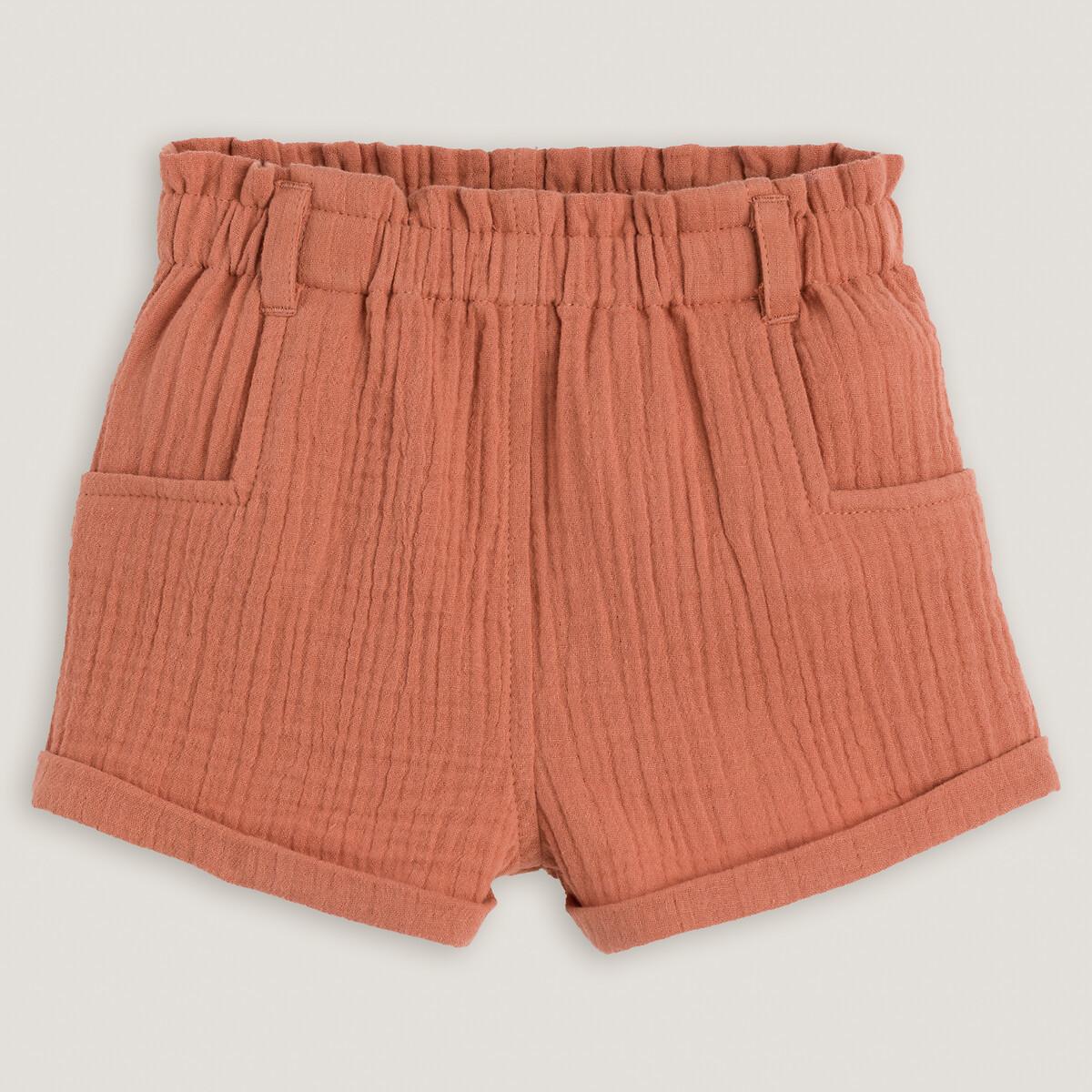 Image of Shorts Aus Baumwoll-gaze Unisex Rot 9M
