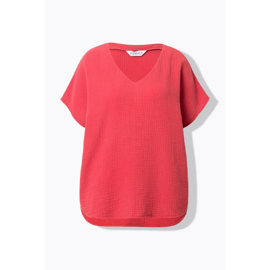 Studio Untold Oversized Musselin V-Ausschnitt Blusenshirt  