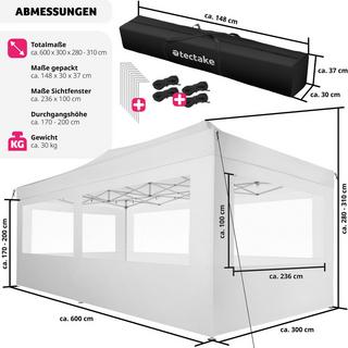 Tectake Tonnelle pliable 3x6 m avec 4 parois  