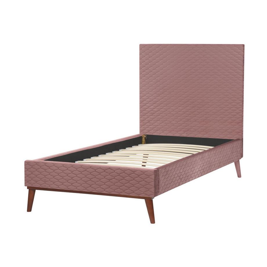 Beliani Lit avec sommier en Velours Rétro BAYONNE  