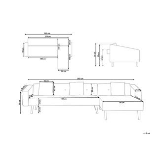 Beliani Ecksofa (L) aus Samtstoff Retro VADSO  