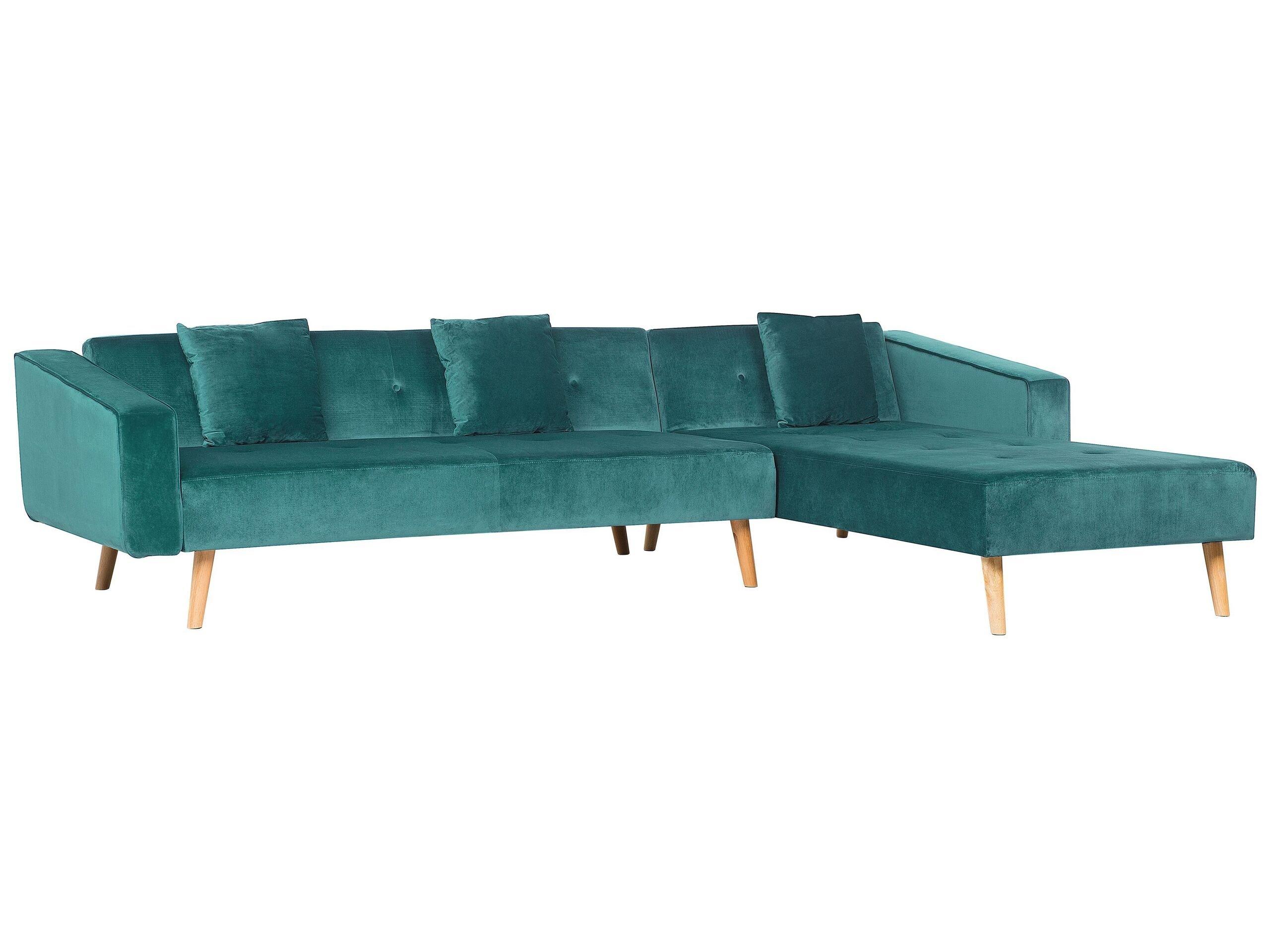 Beliani Ecksofa (L) aus Samtstoff Retro VADSO  