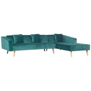 Beliani Ecksofa (L) aus Samtstoff Retro VADSO  