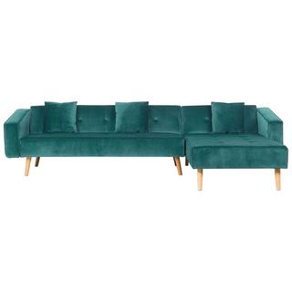 Beliani Ecksofa (L) aus Samtstoff Retro VADSO  