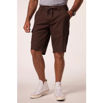 Bermuda aspect lin. Poches cargo et taille élastique marron pin