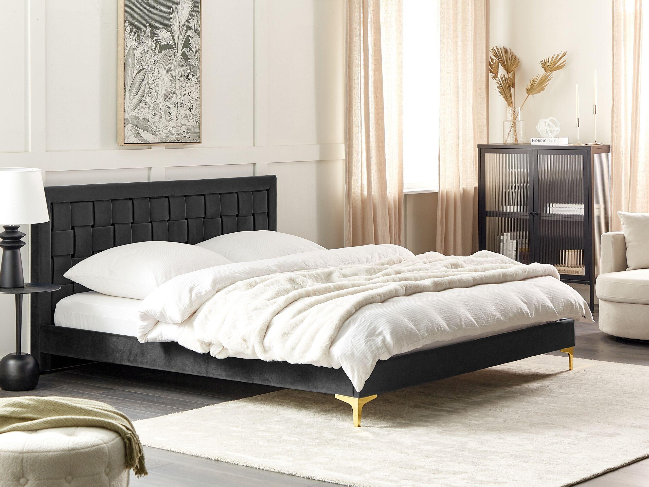 Beliani Bett mit Lattenrost aus Samtstoff Modern LIMOUX  