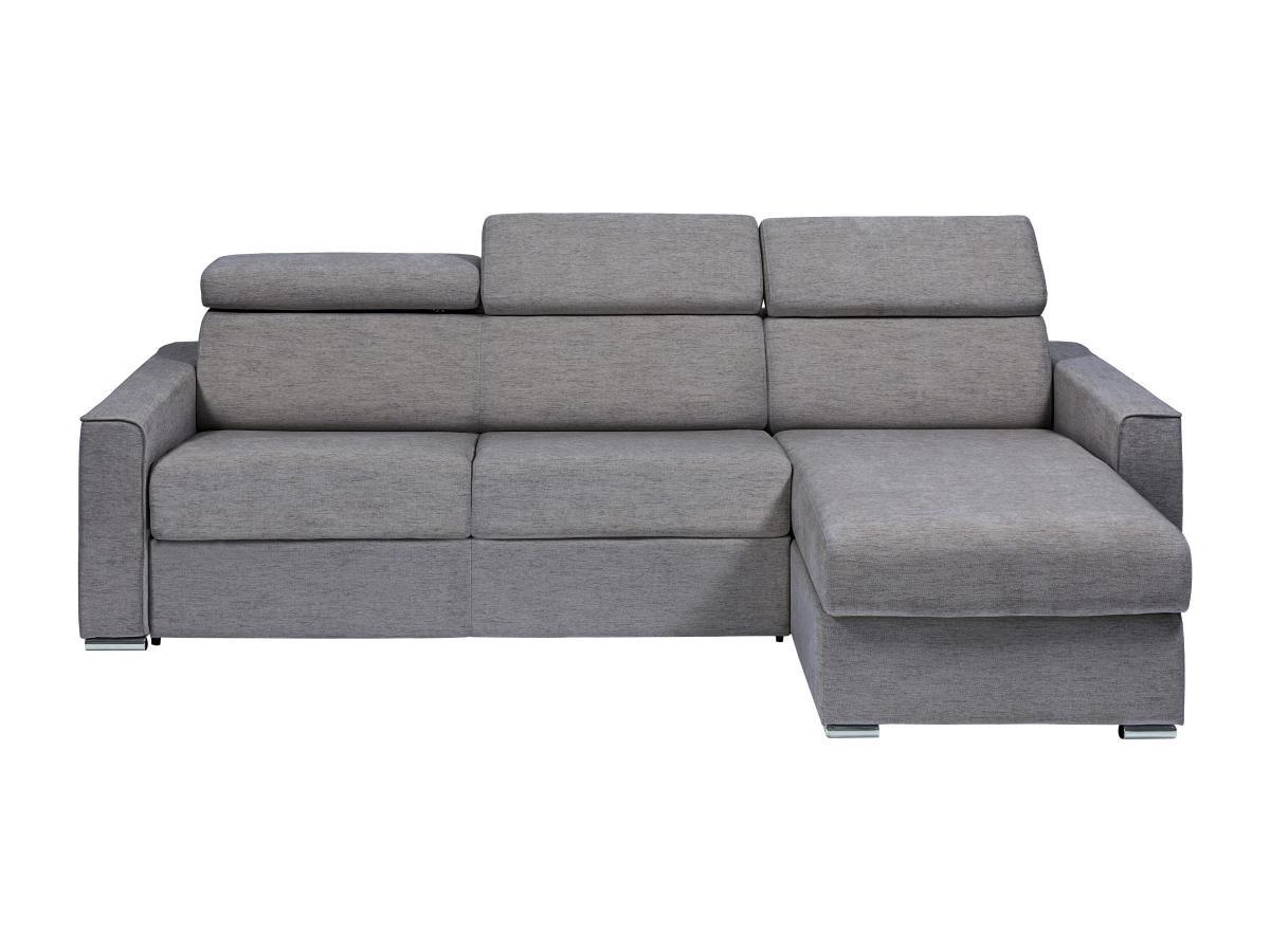 Vente-unique Ecksofa mit Matratze - Ecke wechselbar - Stoff - Grau - Liegefläche 140 cm - Matratze 22 cm - Memory Schaum - VIZIR  