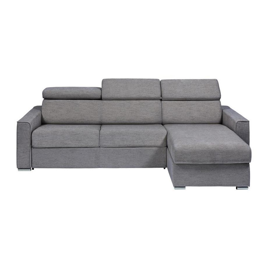 Vente-unique Canapé d'angle réversible convertible express en tissu gris - Couchage 140 cm - Matelas 22 cm mémoire de forme - VIZIR  