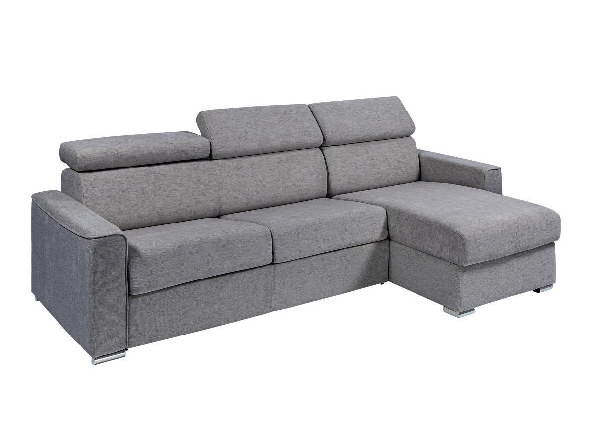 Vente-unique Ecksofa mit Matratze - Ecke wechselbar - Stoff - Grau - Liegefläche 140 cm - Matratze 22 cm - Memory Schaum - VIZIR  