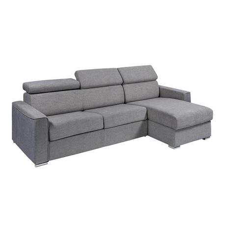 Vente-unique Ecksofa mit Matratze - Ecke wechselbar - Stoff - Grau - Liegefläche 140 cm - Matratze 22 cm - Memory Schaum - VIZIR  