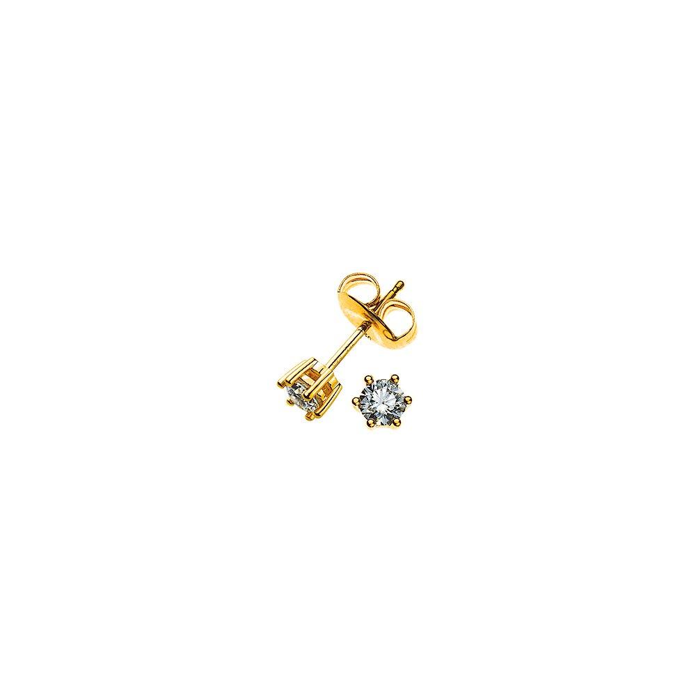 MUAU Schmuck  Solitär Ohrstecker 6-Griff-Fassung Gelbgold 750 Brillanten 0.15ct. 5mm 