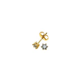 MUAU Schmuck  Clous d'oreilles solitaires 6 poignées en or jaune 750 diamants 0,15ct. 5mm 