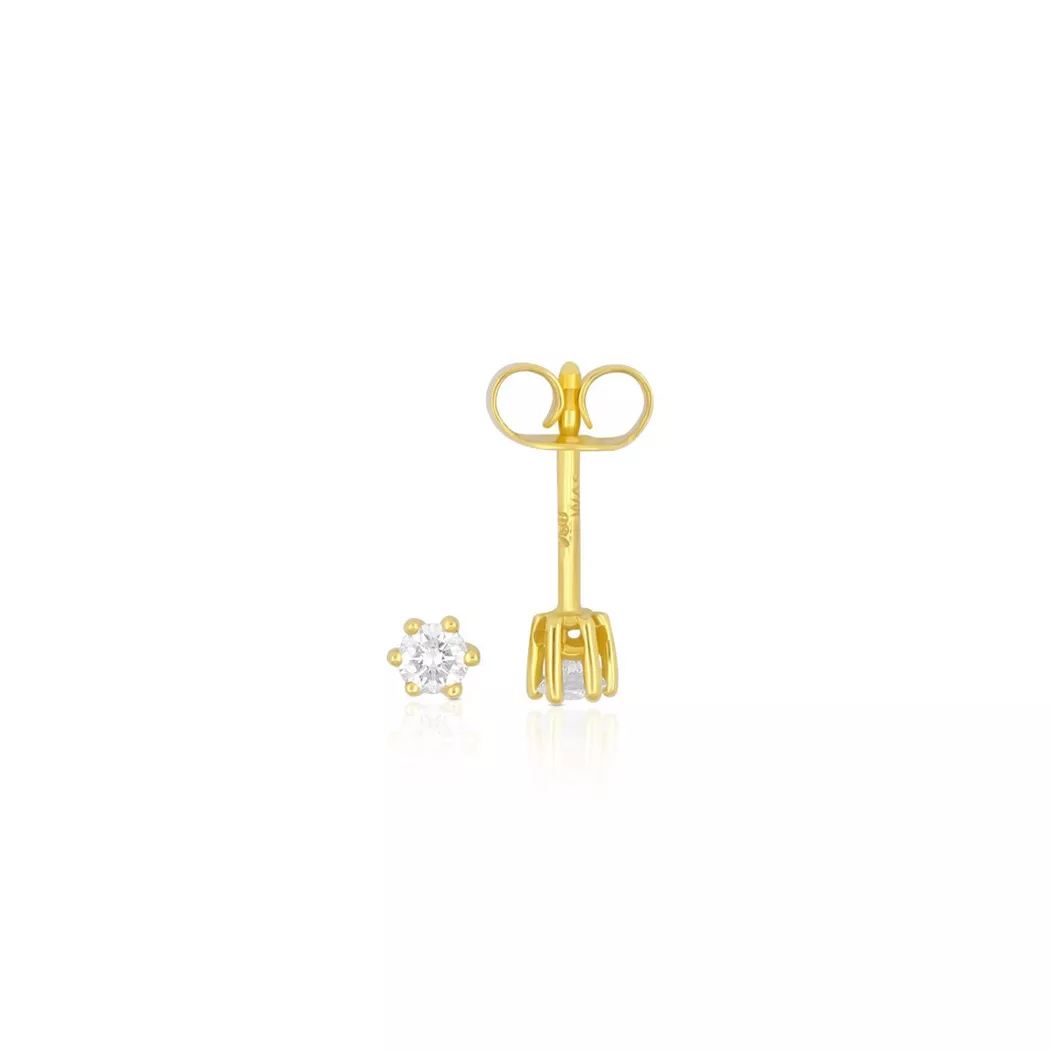 MUAU Schmuck - Solitär Ohrstecker 6-Griff-Fassung Gelbgold 750 Brillanten 0.15ct. 5mm, One Size