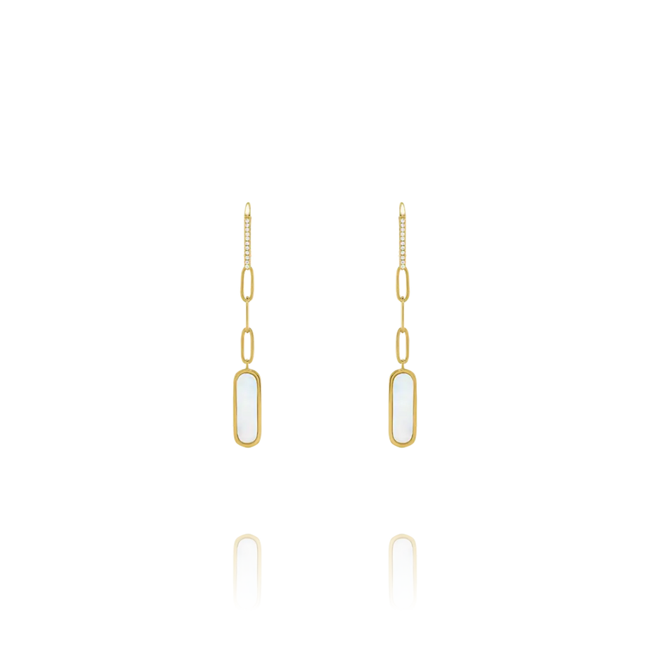 STILI Orecchini pendenti in madreperla e argento dorato