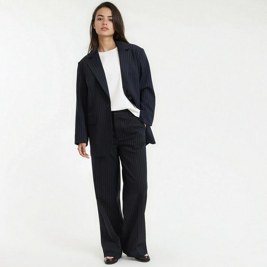 La Redoute Collections Pantaloni Gessati Gamba Larga  