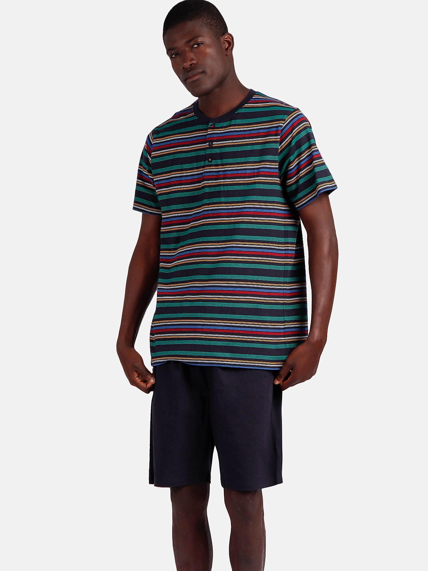 Image of Pyjama Shorts T-shirt Never Stop Rolling Herren Königsblau XL