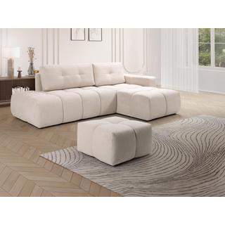 Vente-unique Hocker quadratisch - Stoff - Beige - TRIMALDI  