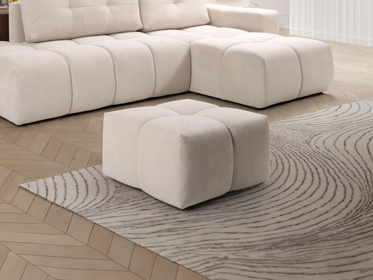 Vente-unique Hocker quadratisch - Stoff - Beige - TRIMALDI  